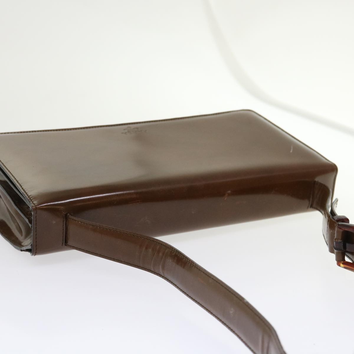 PRADA Shoulder Bag Patent leather Brown Auth ar9805B