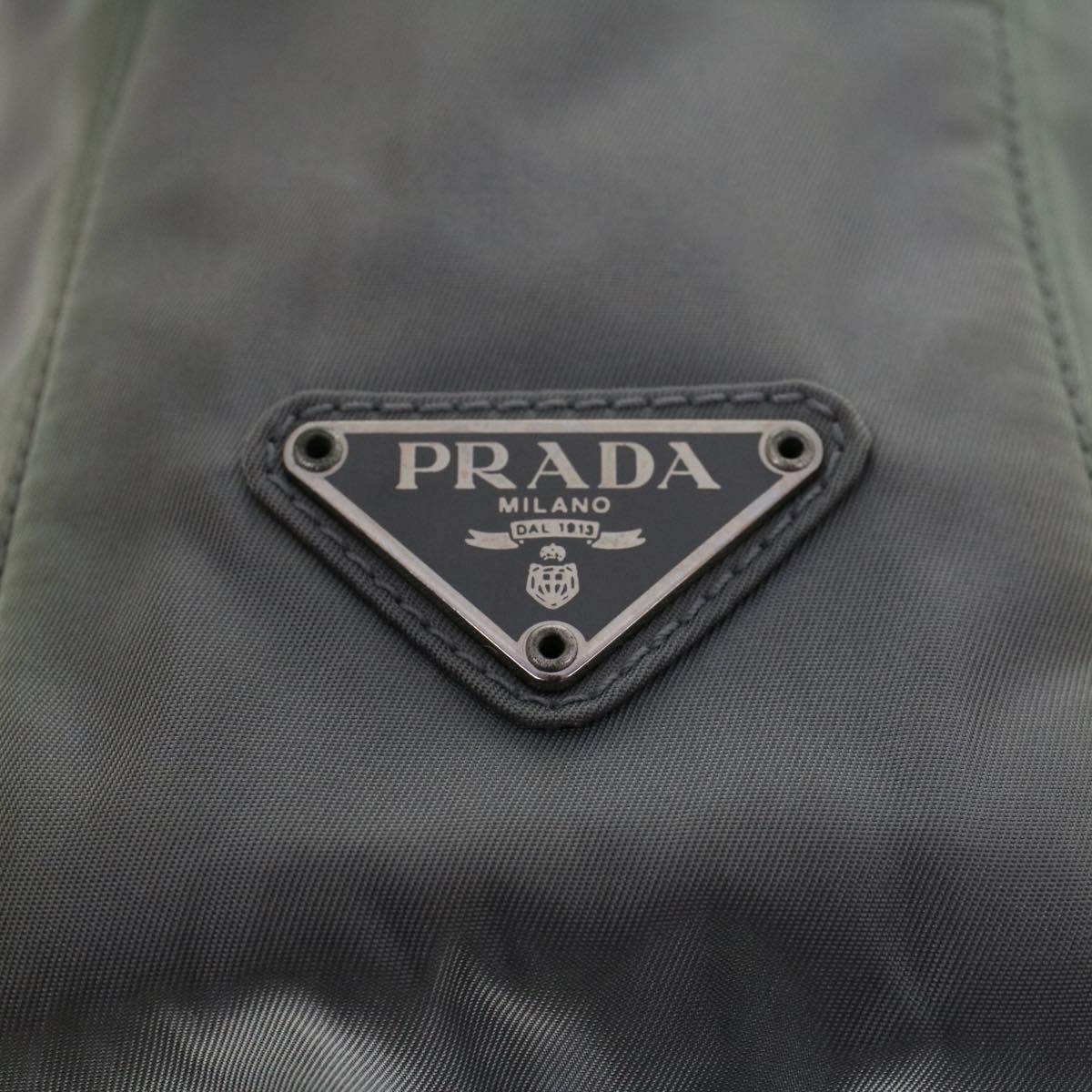 PRADA Hand Bag Nylon Gray Auth ar9823