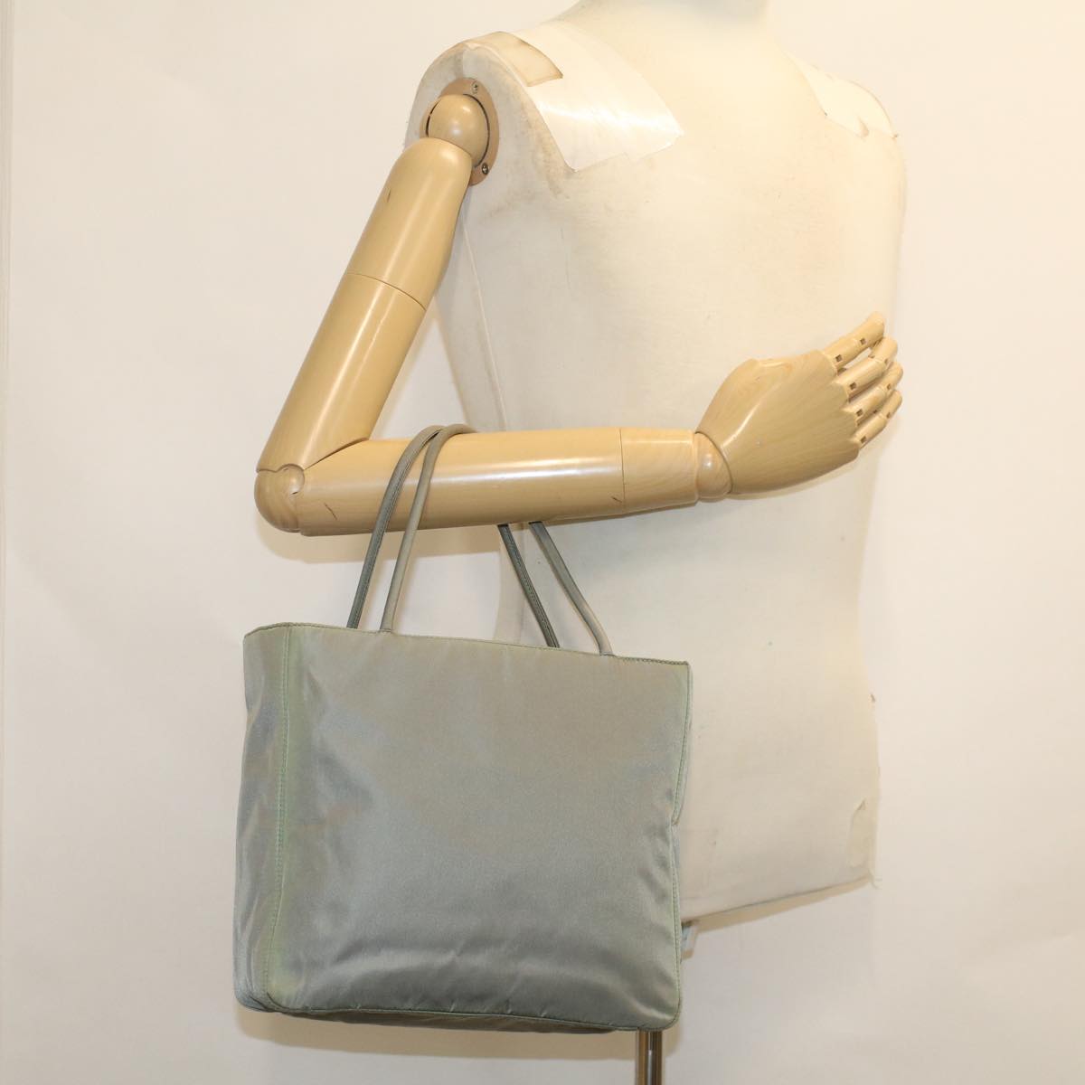 PRADA Hand Bag Nylon Gray Auth ar9823