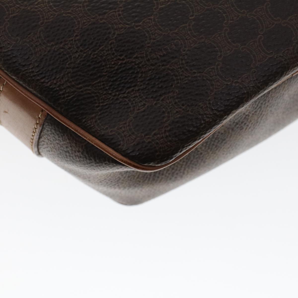 CELINE Macadam Canvas Shoulder Bag PVC Leather Brown Auth ar9832
