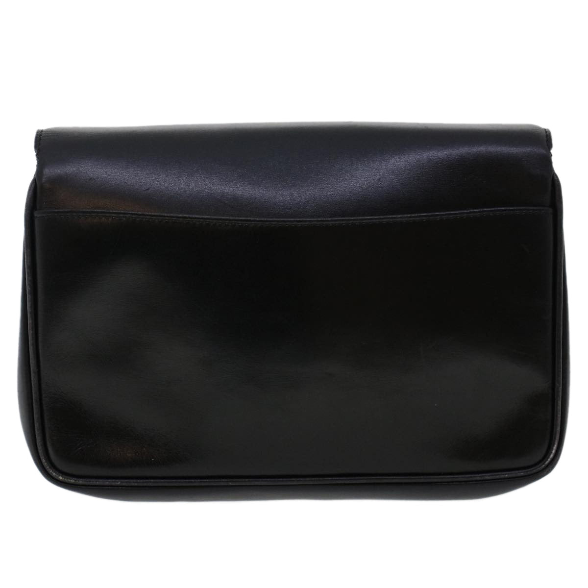 CELINE Shoulder Bag Leather Black Auth ar9833