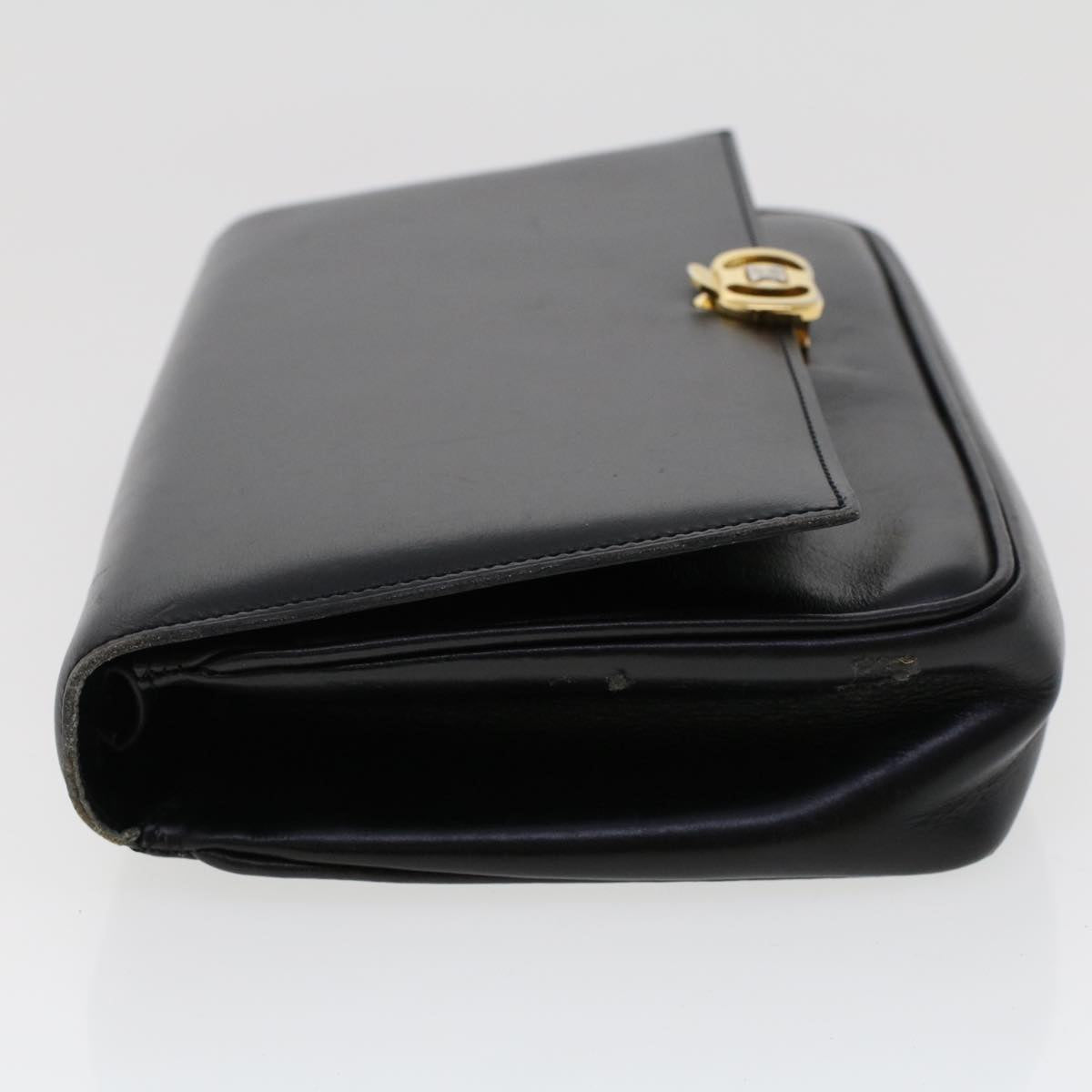 CELINE Shoulder Bag Leather Black Auth ar9833