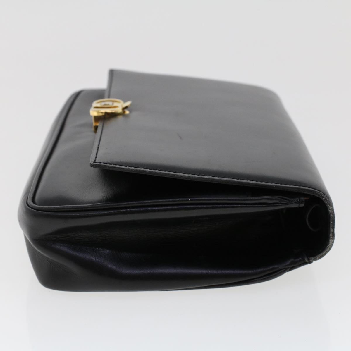 CELINE Shoulder Bag Leather Black Auth ar9833