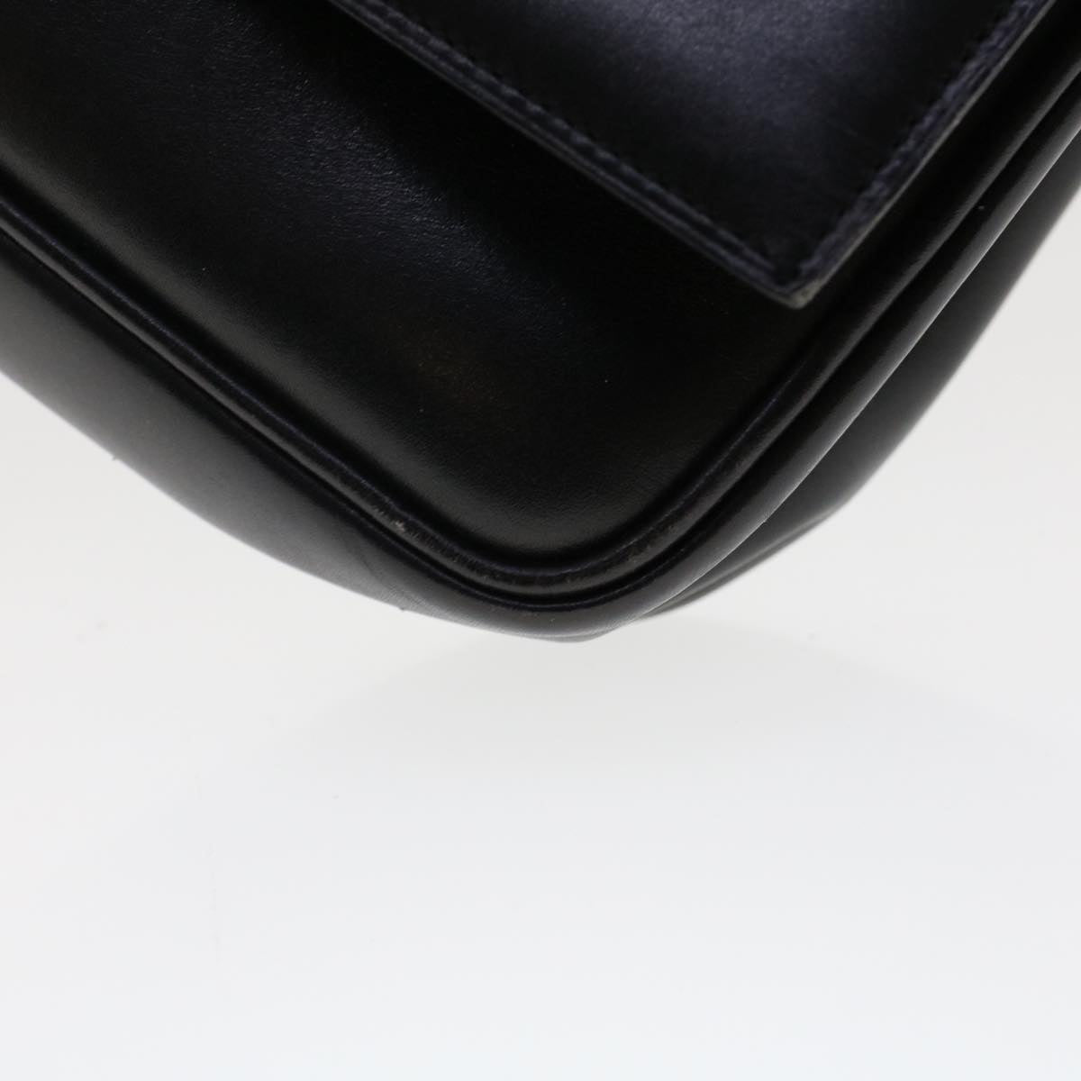 CELINE Shoulder Bag Leather Black Auth ar9833