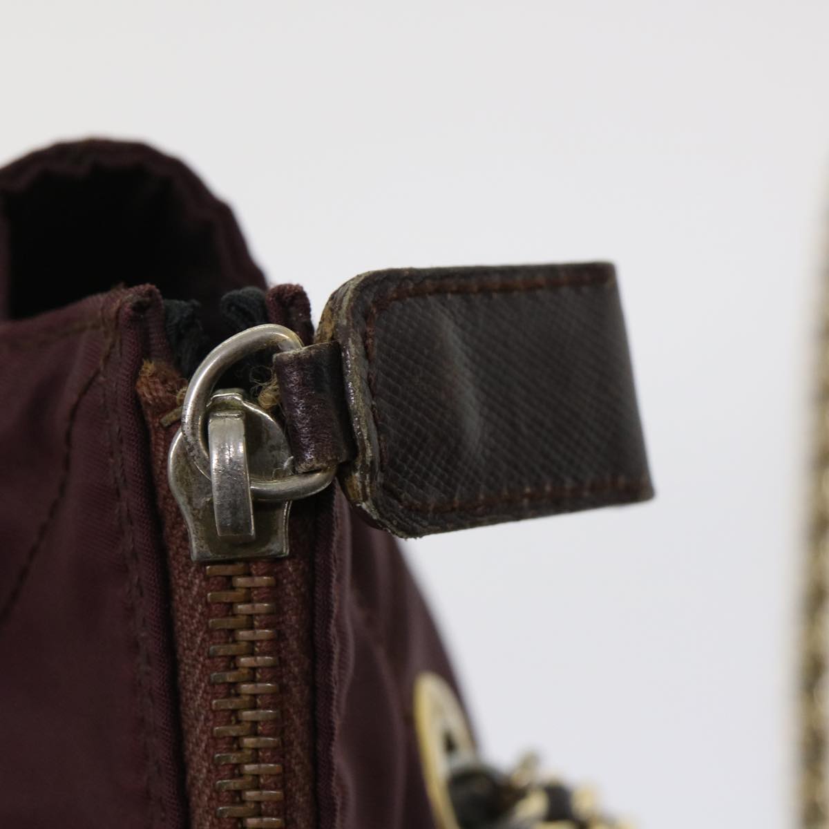 PRADA Quilted Chain Shoulder Bag Nylon Purple Auth ar9843