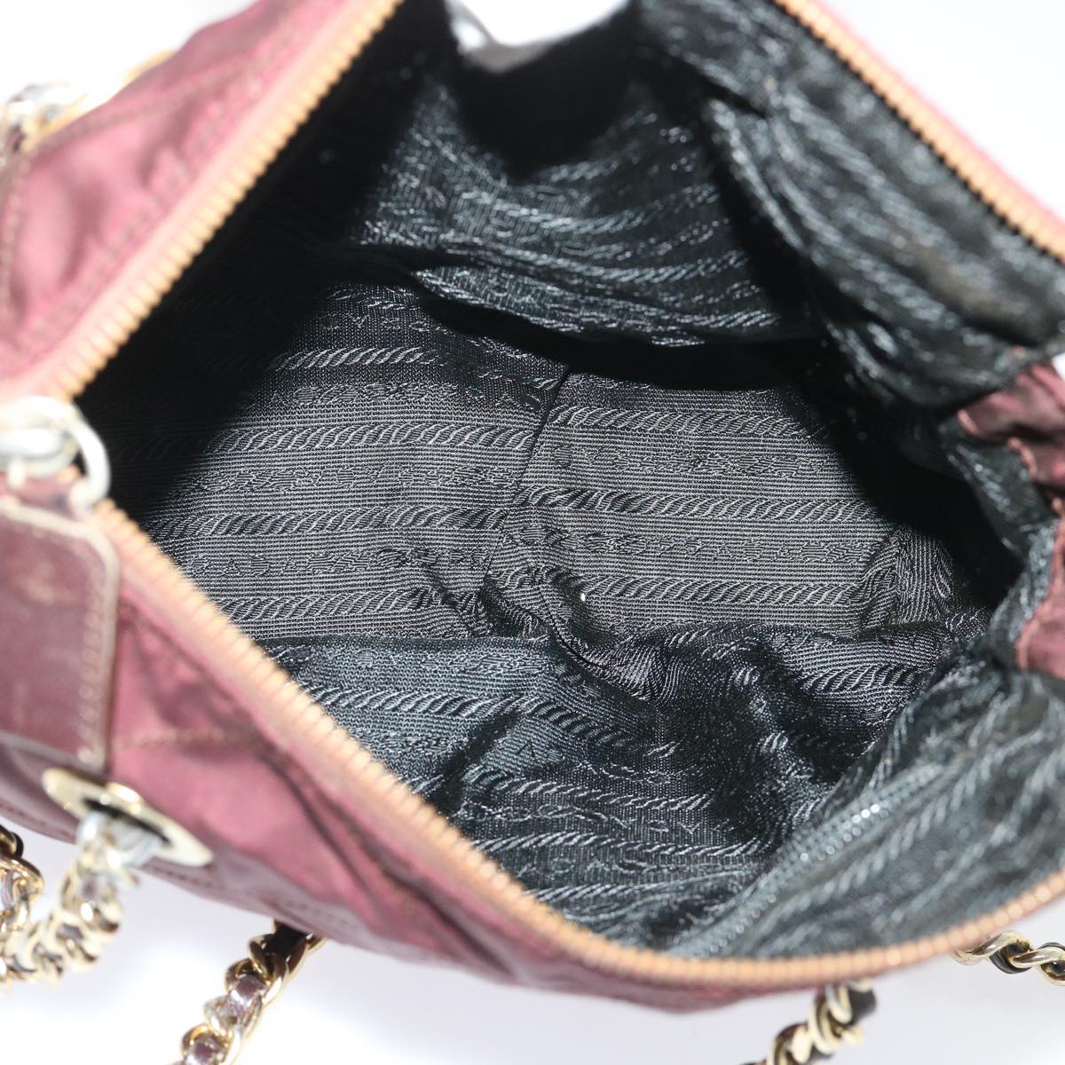 PRADA Quilted Chain Shoulder Bag Nylon Purple Auth ar9843