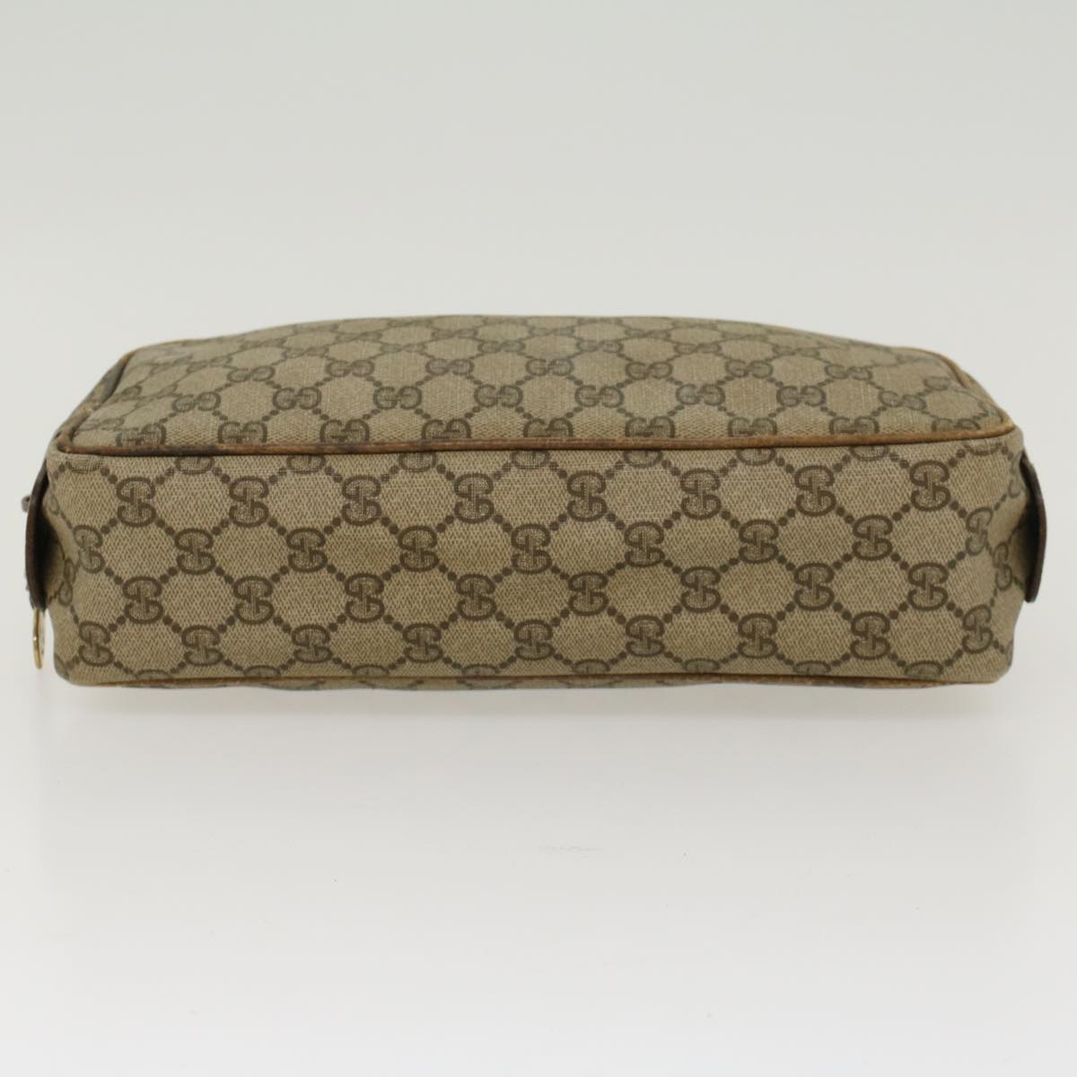 GUCCI GG Canvas Clutch Bag PVC Leather Beige Auth ar9845