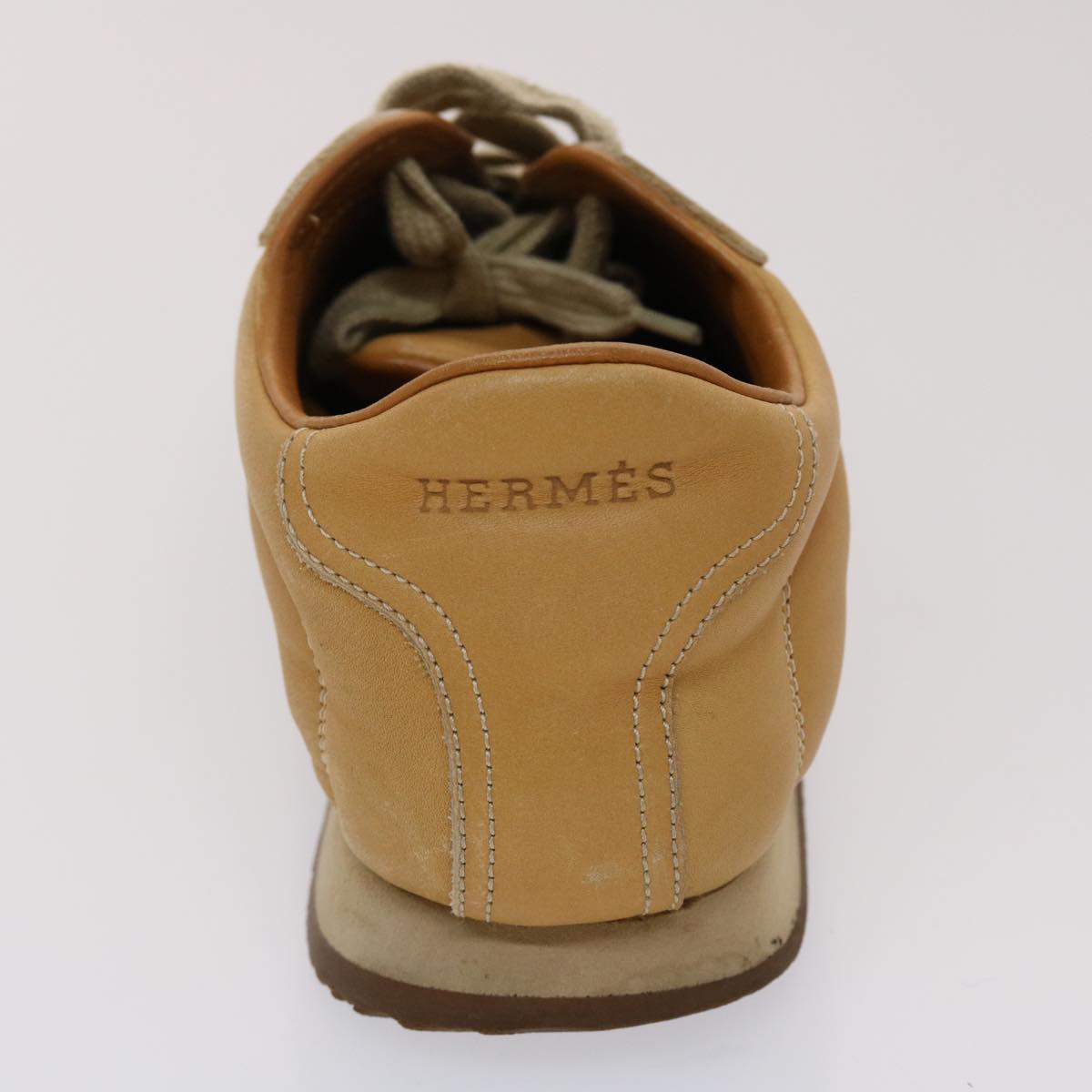 HERMES Quick Sneakers Leather 36 Beige Auth ar9855