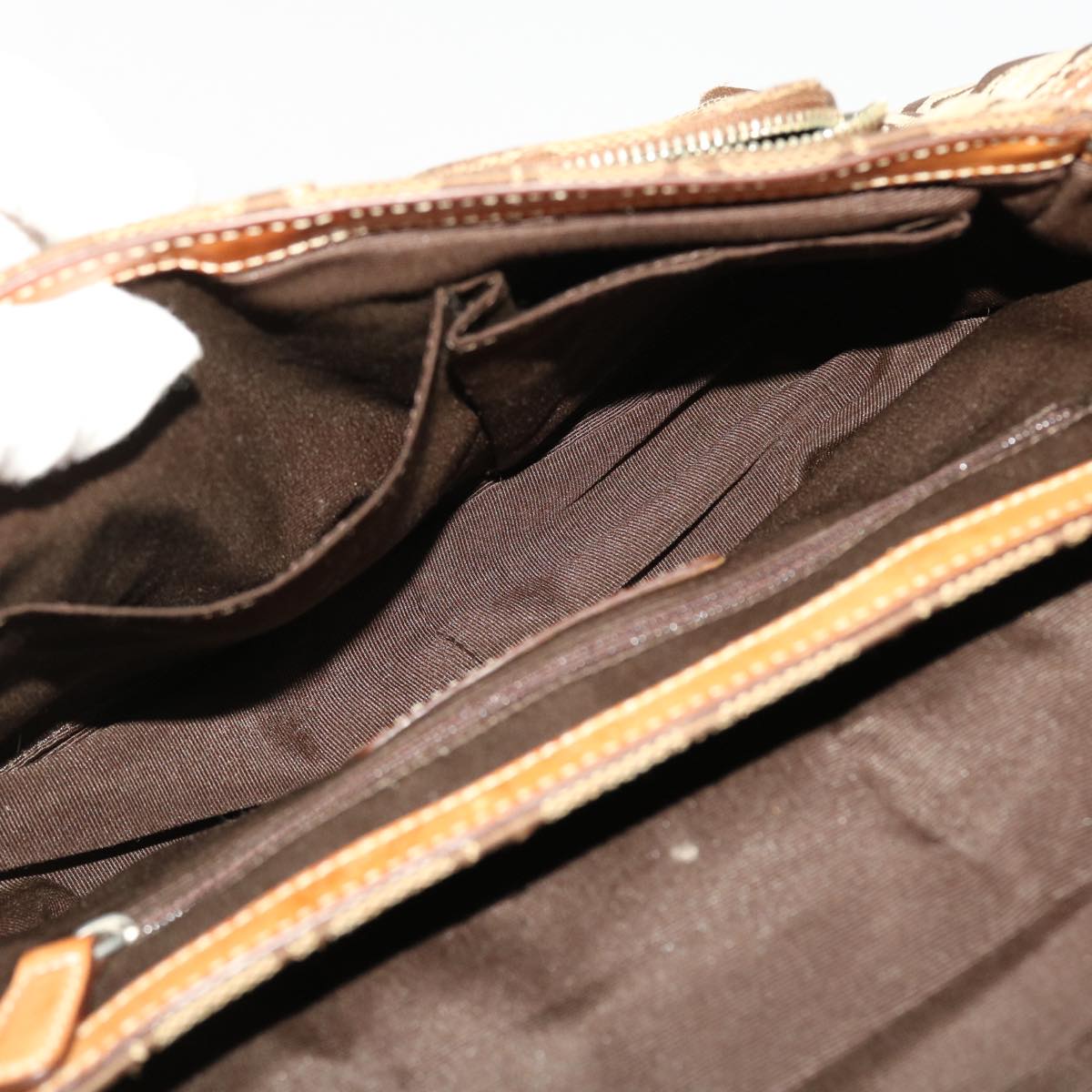 Coach Signature Shoulder Bag Nylon Leather 3Set Brown Black Auth ar9856