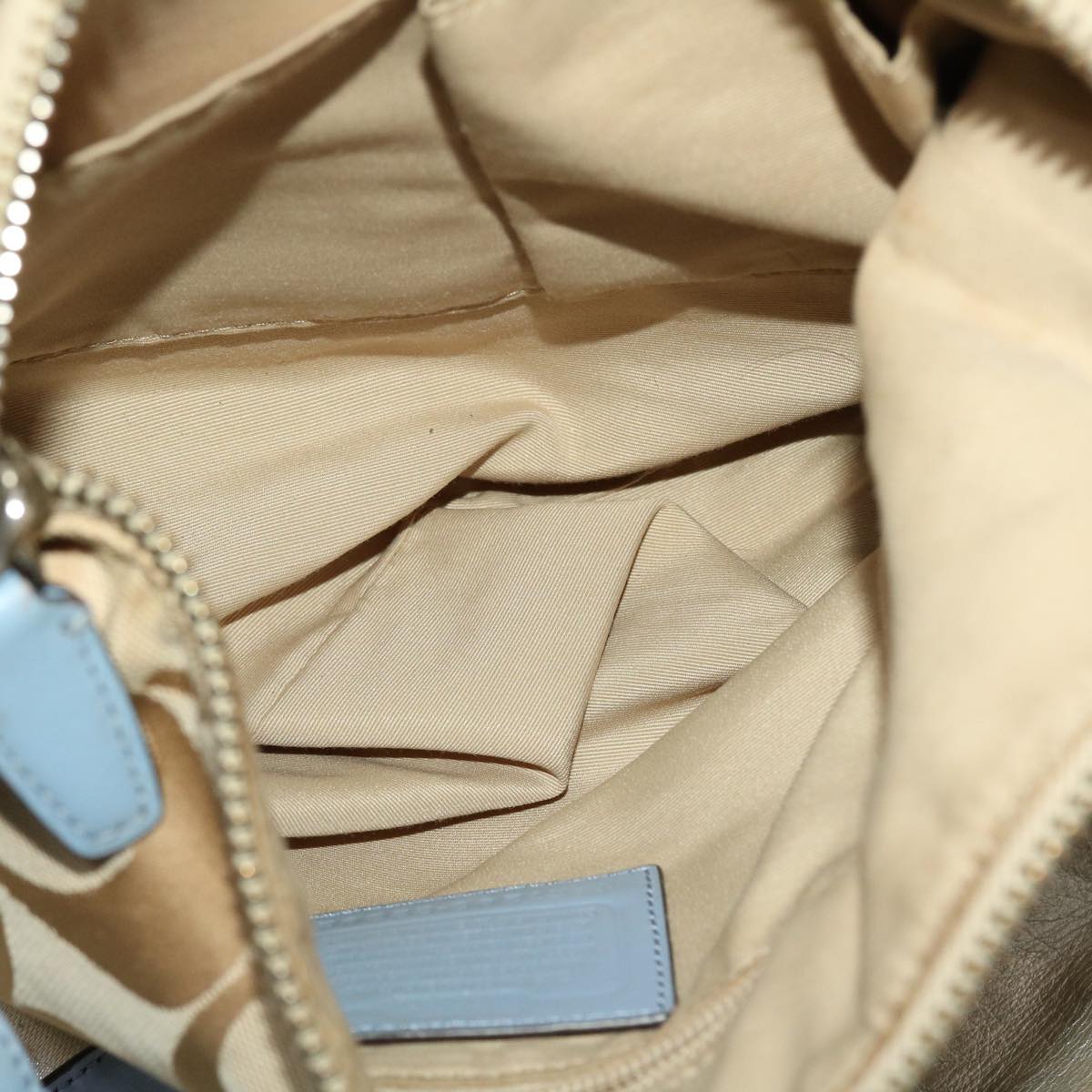 Coach Signature Shoulder Bag Nylon Enamel 3Set Beige Light Blue Auth ar9858