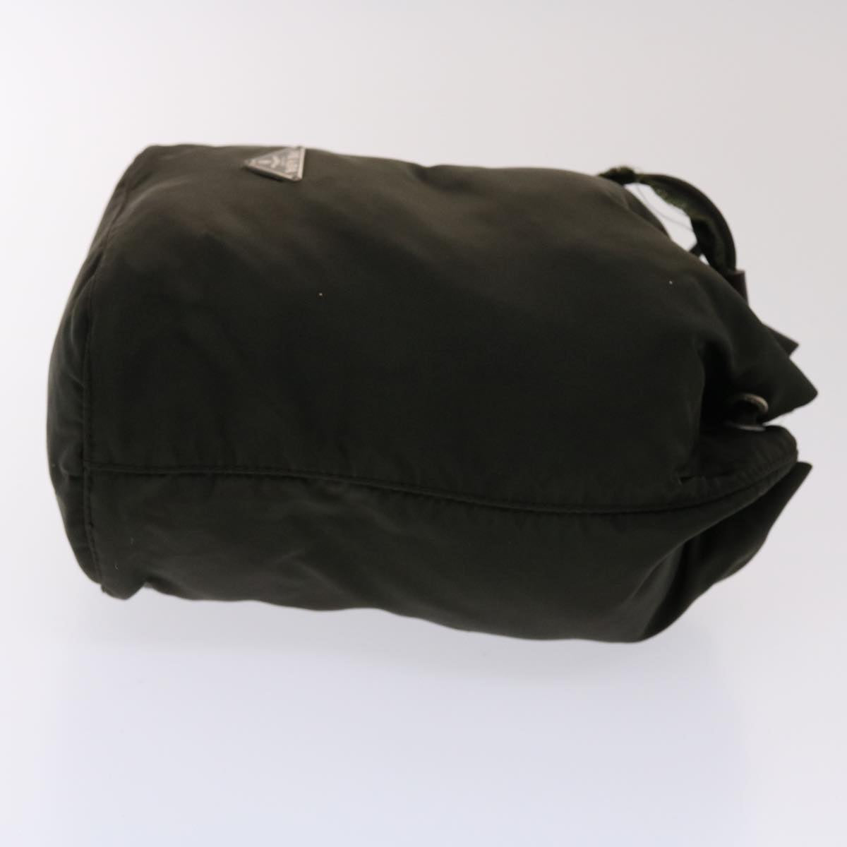 PRADA Drawstring Bag Pouch Nylon Khaki Auth ar9866B