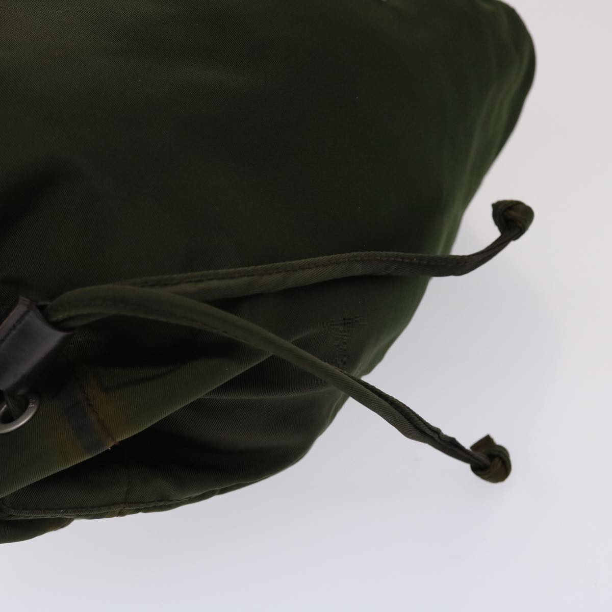 PRADA Drawstring Bag Pouch Nylon Khaki Auth ar9867B