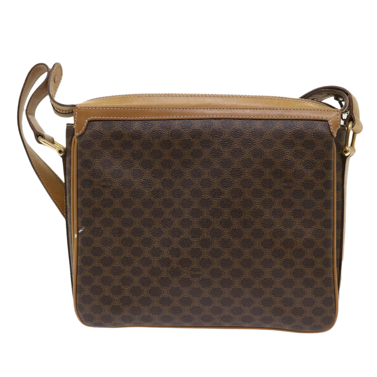 CELINE Macadam Canvas Shoulder Bag PVC Leather Brown Auth ar9883B - 0