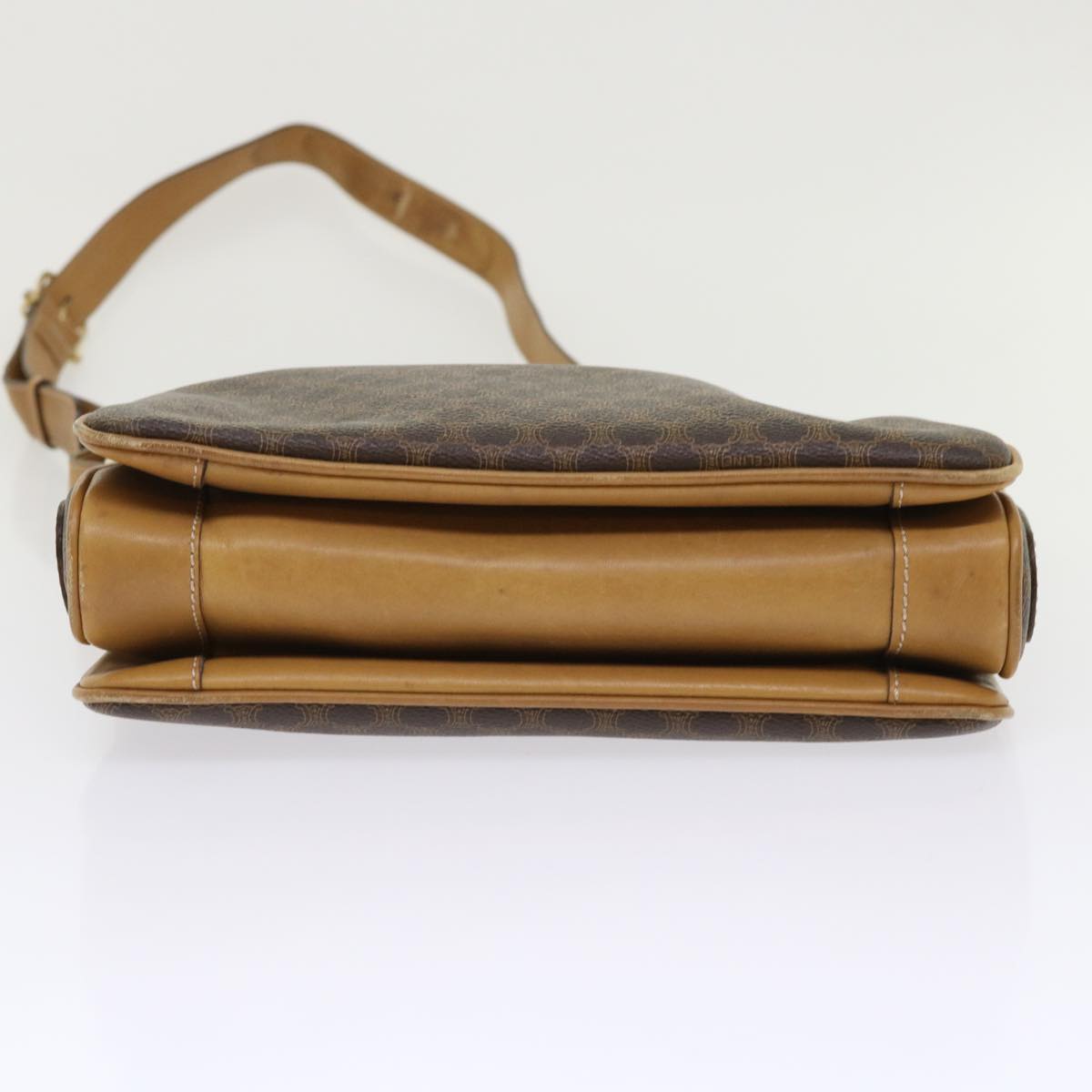 CELINE Macadam Canvas Shoulder Bag PVC Leather Brown Auth ar9883B