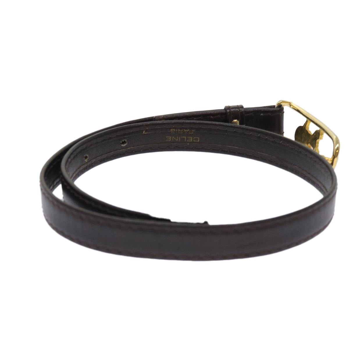 CELINE Belt Leather 28"" Brown Auth ar9886B - 0
