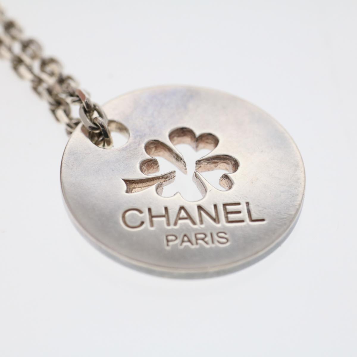 CHANEL Necklace Silver CC Auth ar9889B
