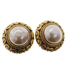 CHANEL Earring Gold Tone CC Auth ar9892B
