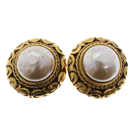 CHANEL Earring Gold Tone CC Auth ar9892B - 0