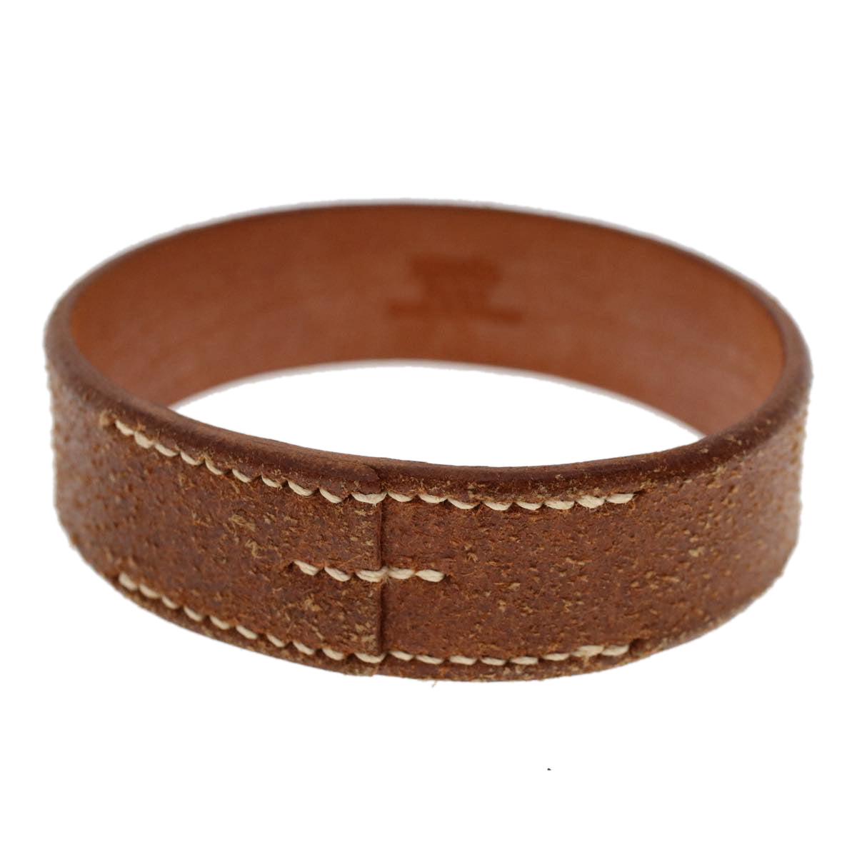 HERMES Bangle Bracelet Leather Brown Auth ar9895B