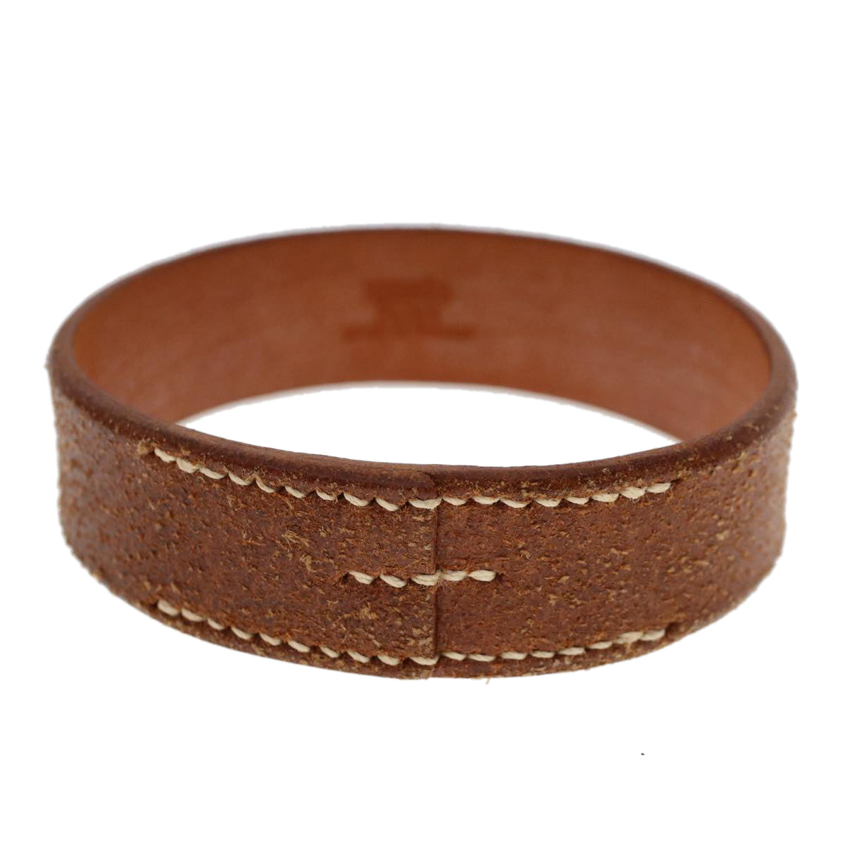 HERMES Bangle Bracelet Leather Brown Auth ar9895B - 0