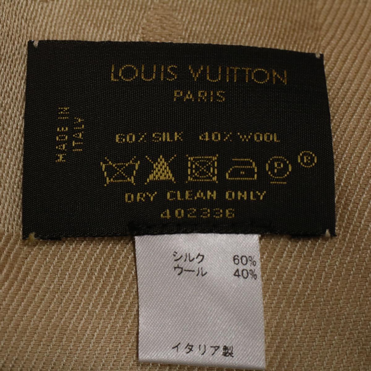 LOUIS VUITTON Monogram Large Stole Silk 55.1""x55.1"" Beige LV Auth ar9896B