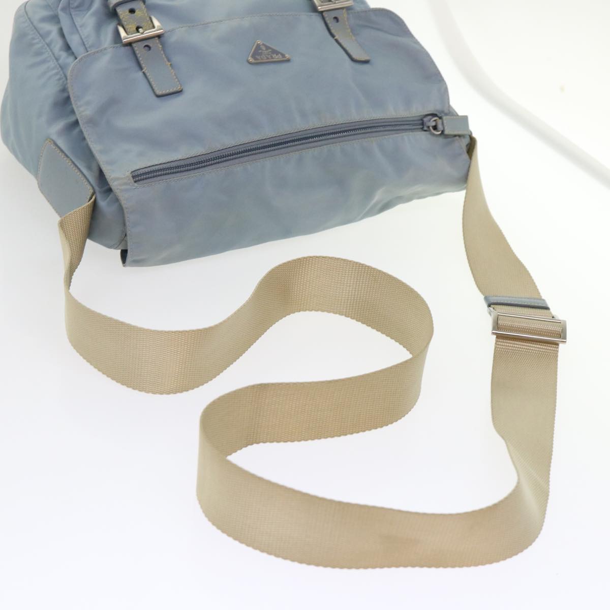 PRADA Shoulder Bag Nylon Light Blue Auth ar9923