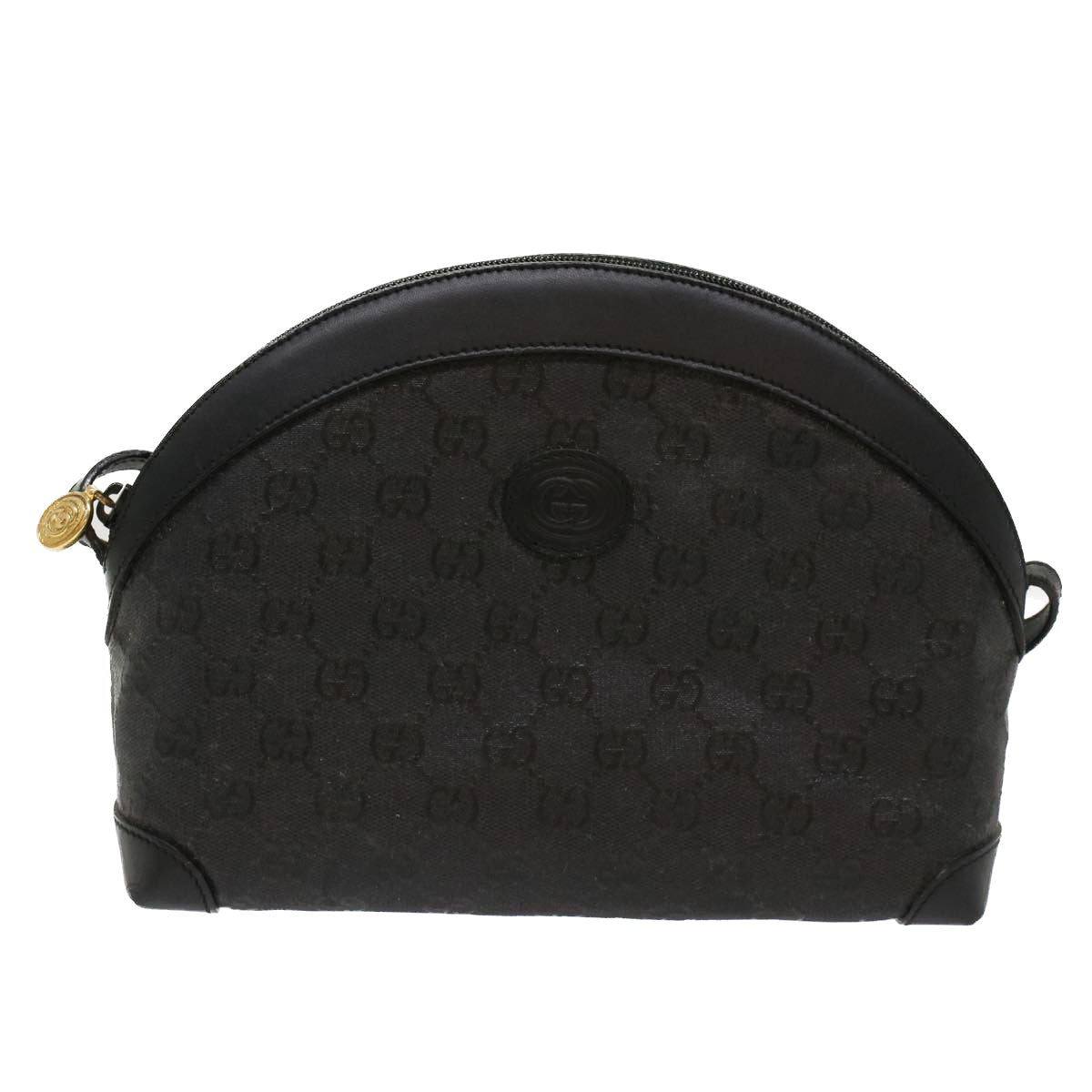 GUCCI GG Canvas Shoulder Bag Coated Canvas Black 007•115•0083 Auth ar9924