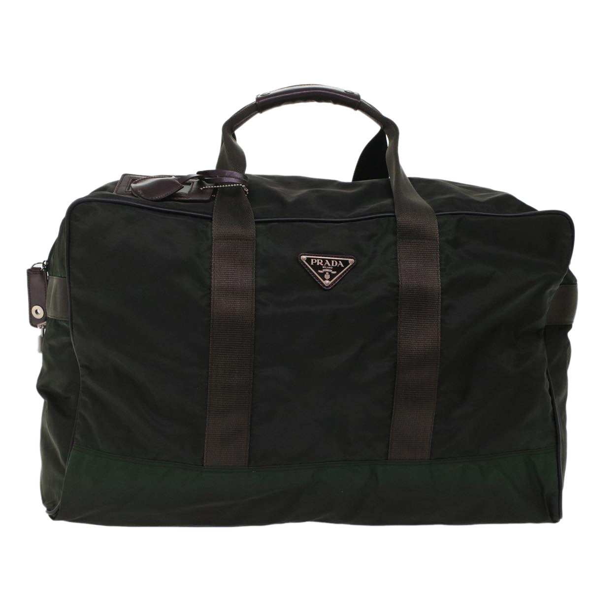 PRADA Boston Bag Nylon Green Auth ar9930