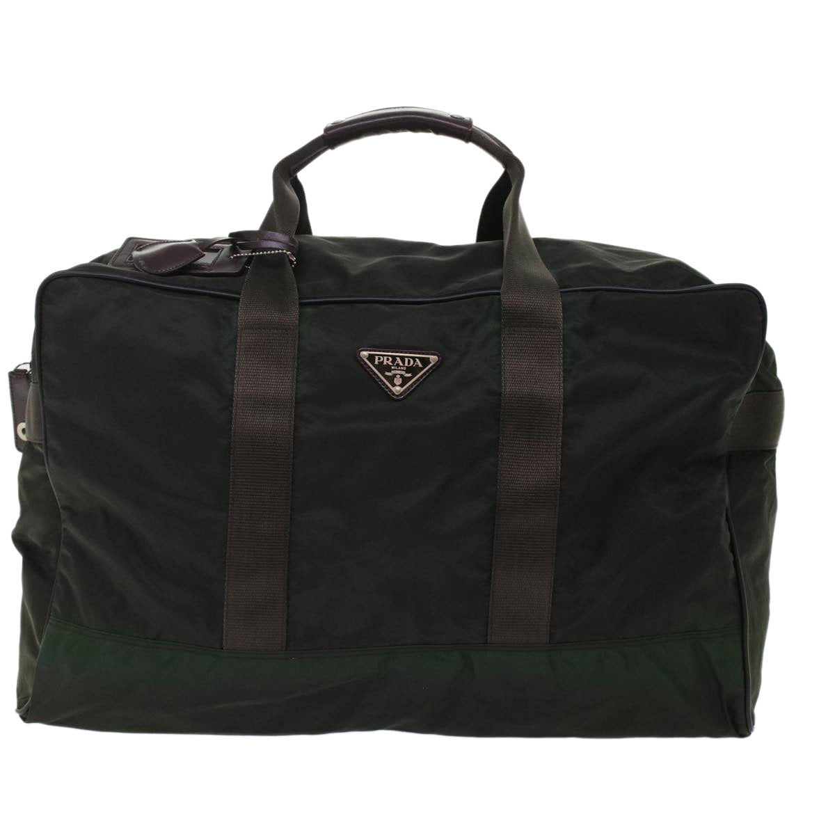 PRADA Boston Bag Nylon Green Auth ar9930