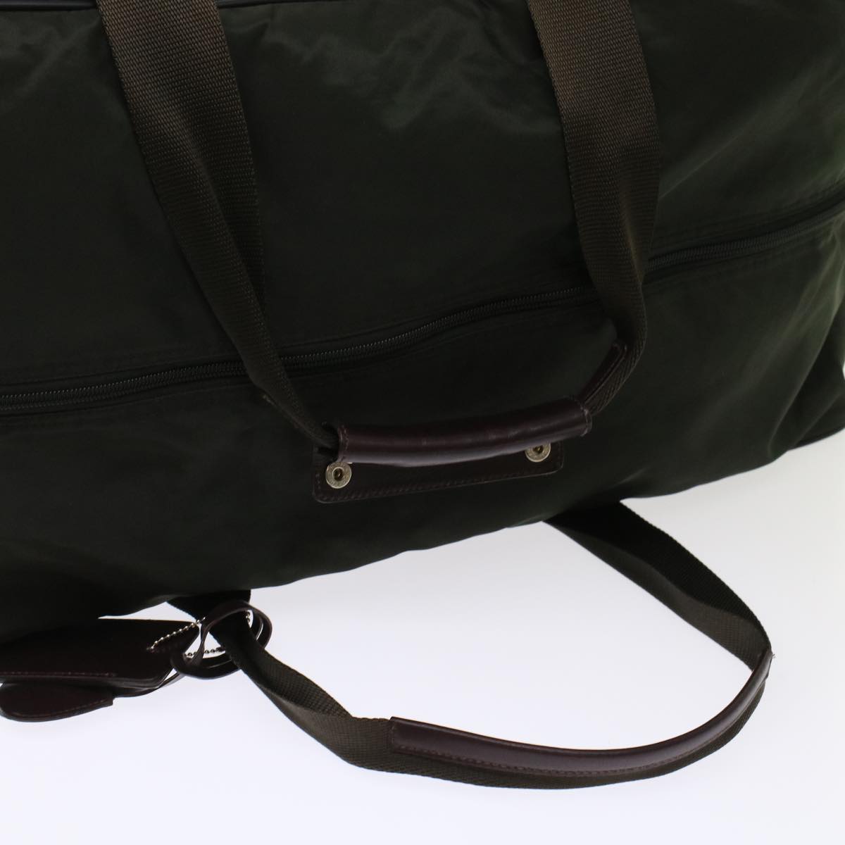 PRADA Boston Bag Nylon Green Auth ar9930