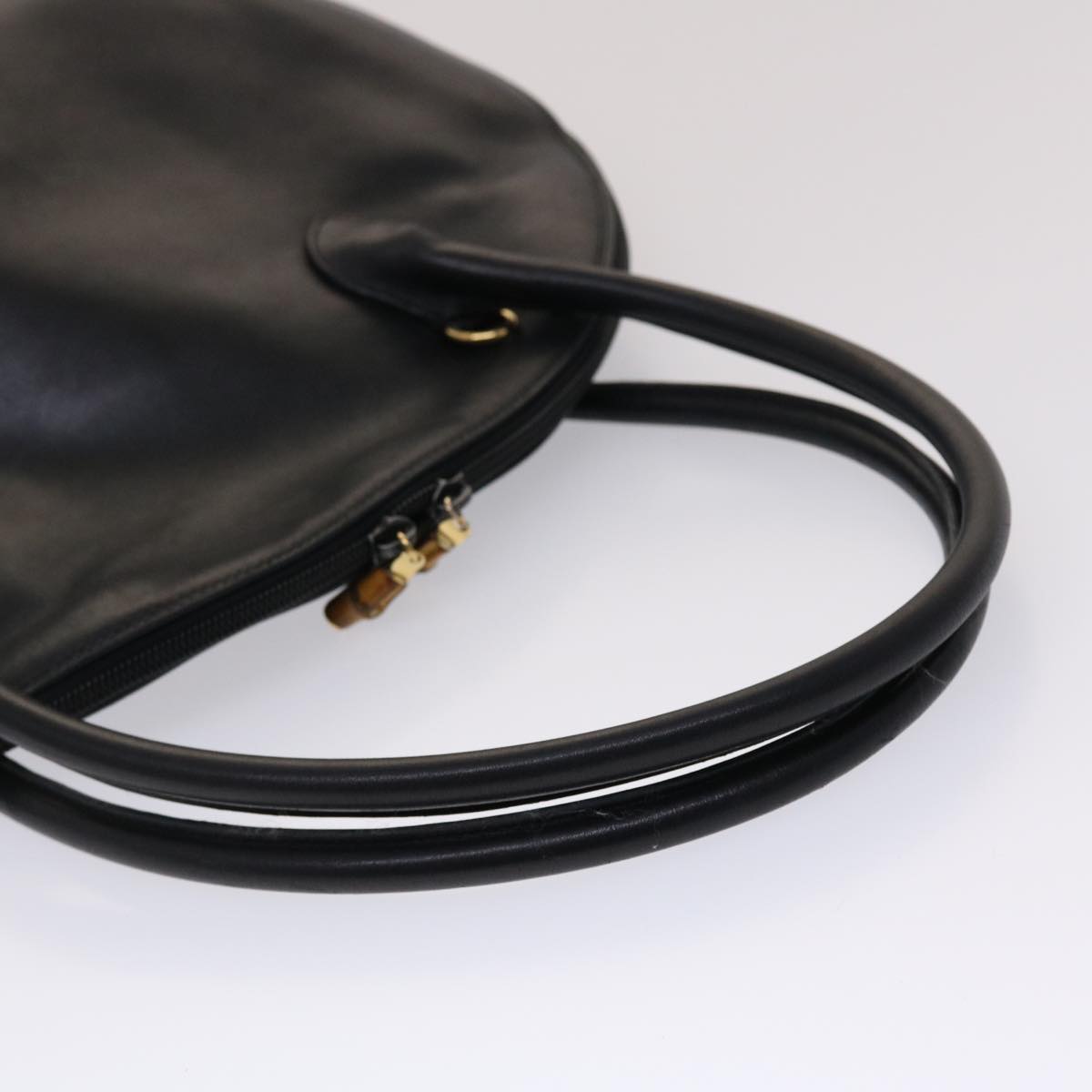 GUCCI Bamboo Shoulder Bag Leather Black Auth ar9933