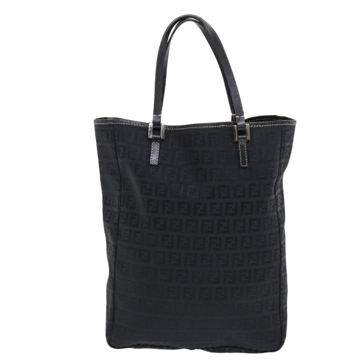 FENDI Zucchino Canvas Tote Bag Black Auth ar9954