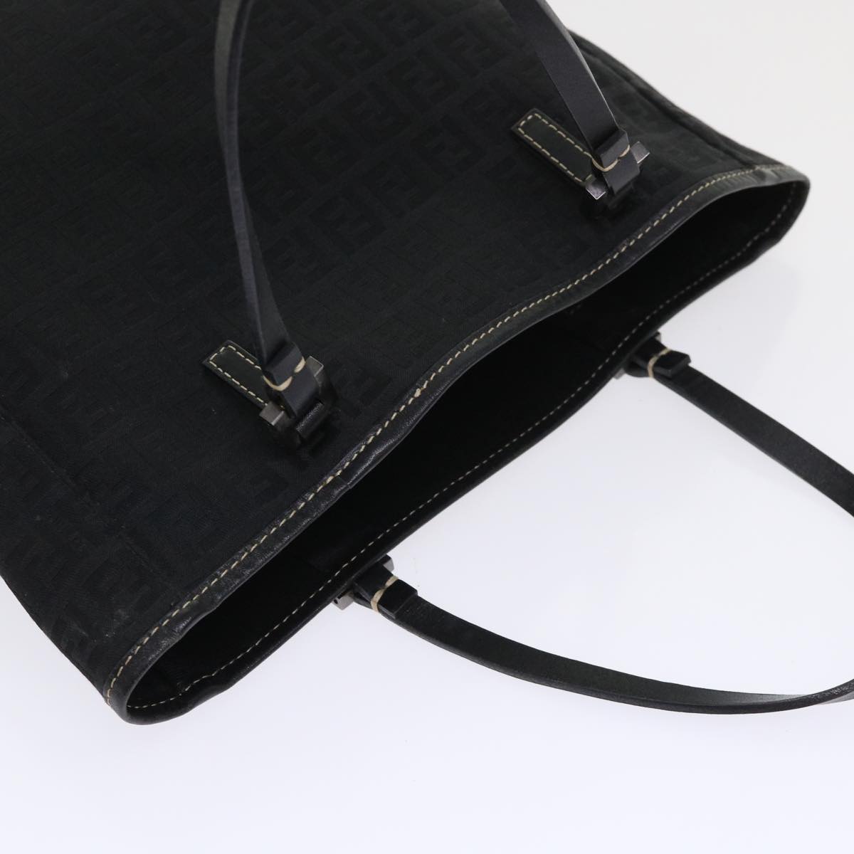 FENDI Zucchino Canvas Tote Bag Black Auth ar9954