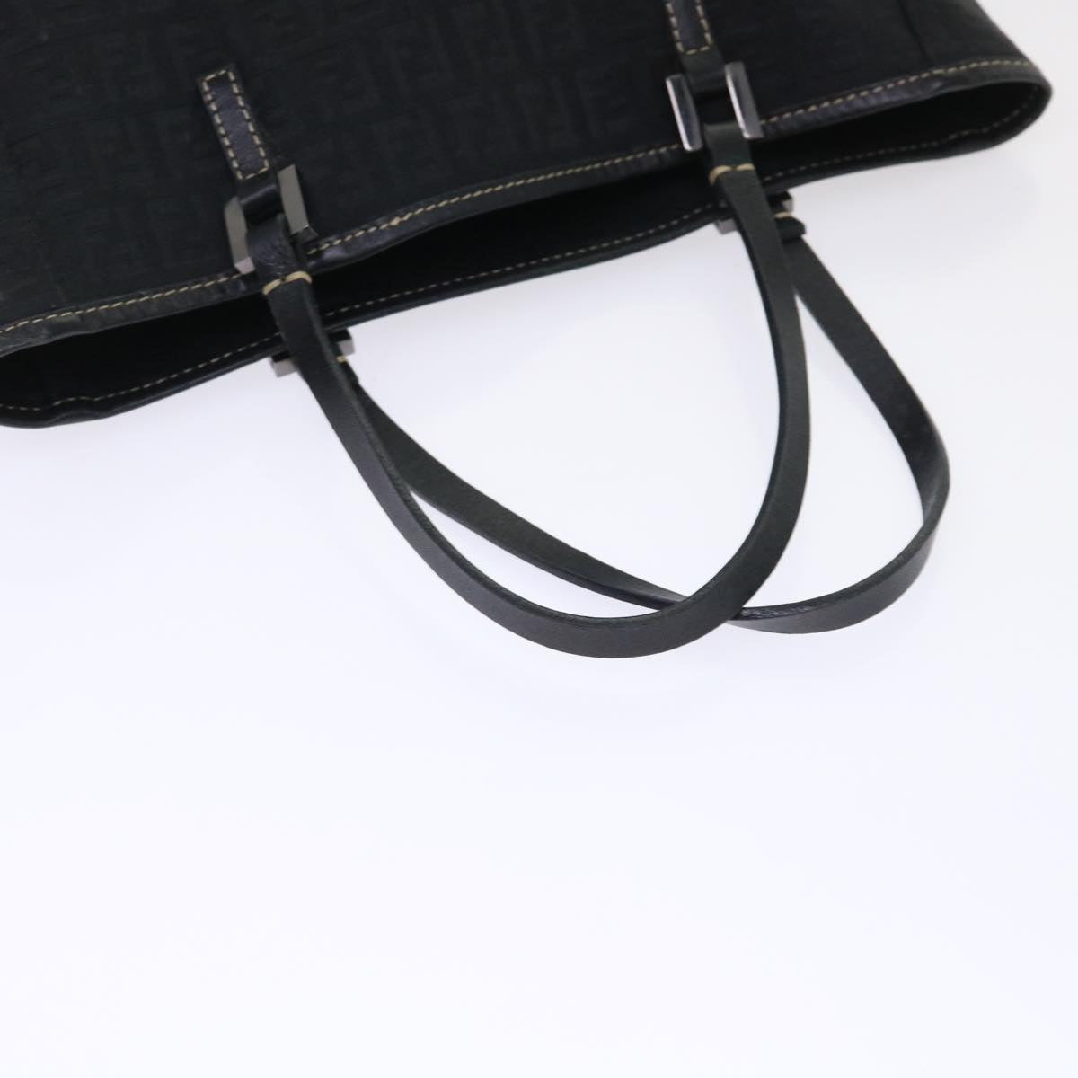 FENDI Zucchino Canvas Tote Bag Black Auth ar9954