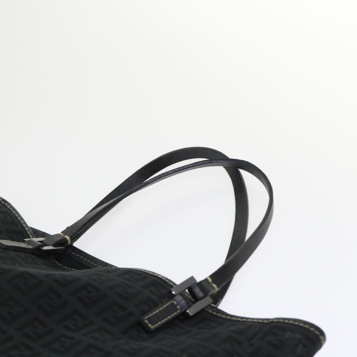 FENDI Zucchino Canvas Tote Bag Black Auth ar9954