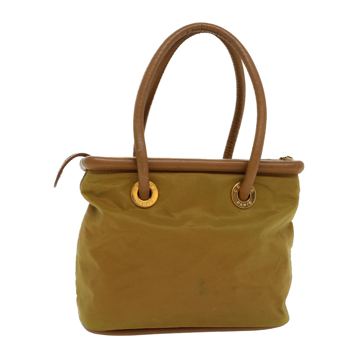 CELINE Hand Bag Nylon Khaki Auth ar9963