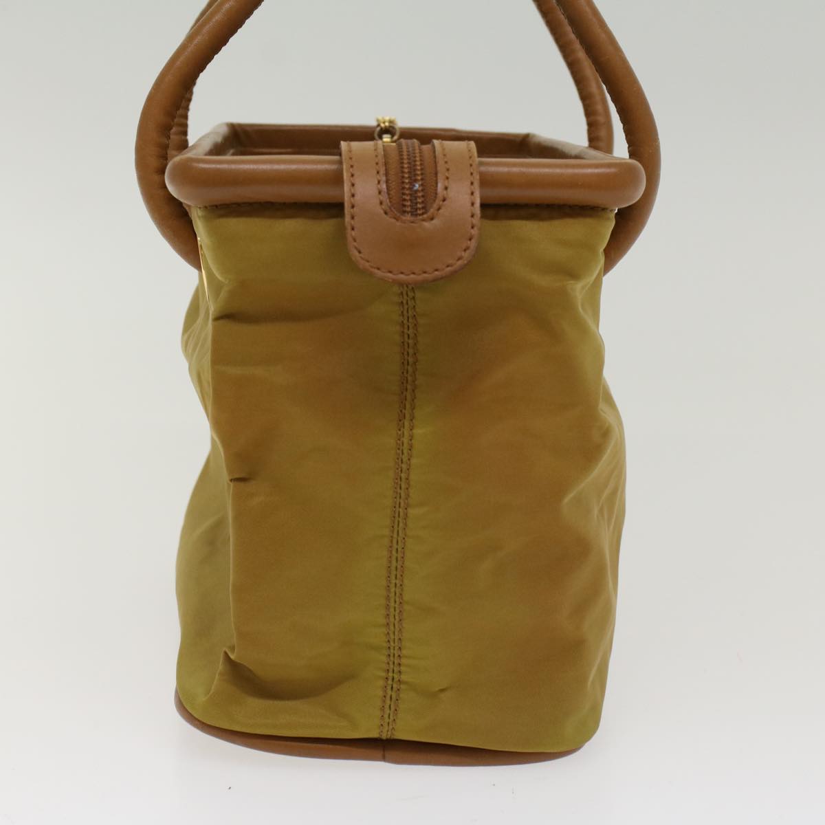 CELINE Hand Bag Nylon Khaki Auth ar9963