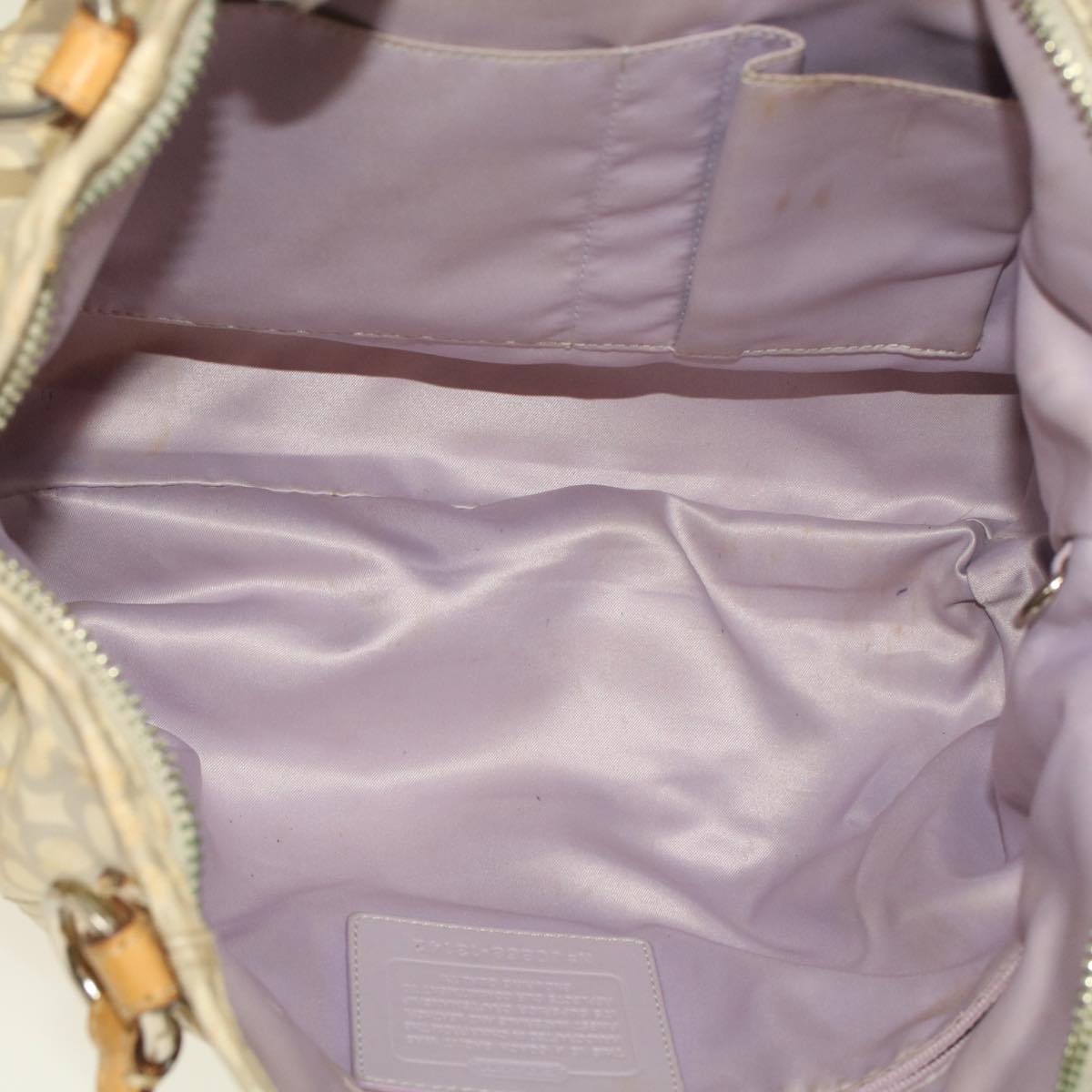 Coach Signature Shoulder Bag Canvas Patent leather 3Set Beige Black Auth ar9968