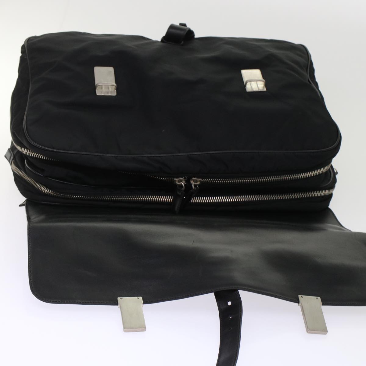 PRADA Hand Bag Nylon Leather Black Auth ar9983