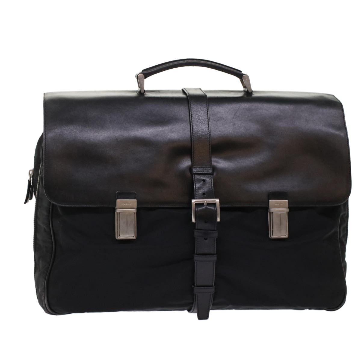 PRADA Hand Bag Nylon Leather Black Auth ar9983