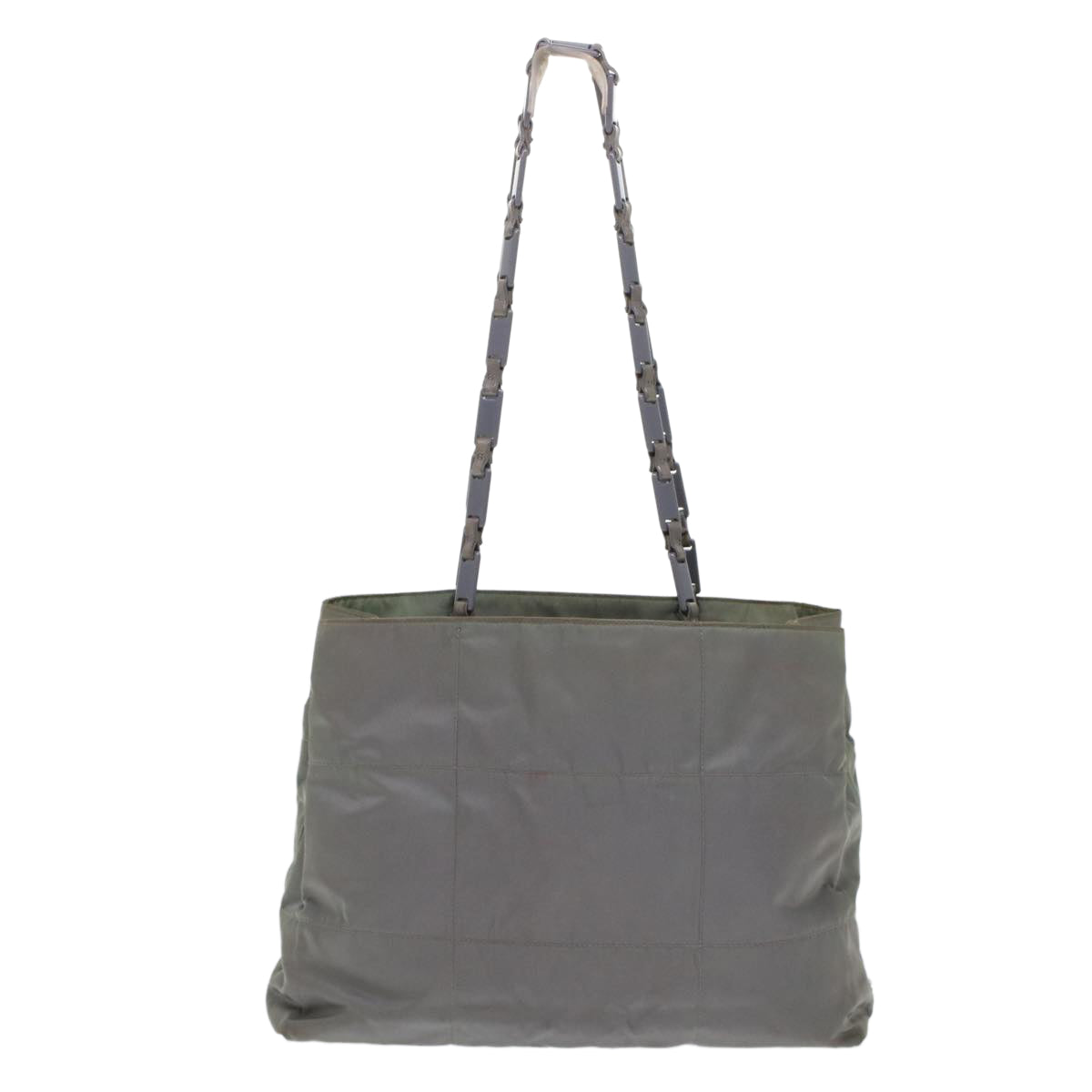 PRADA Quilted Shoulder Bag Nylon Gray Auth ar9997