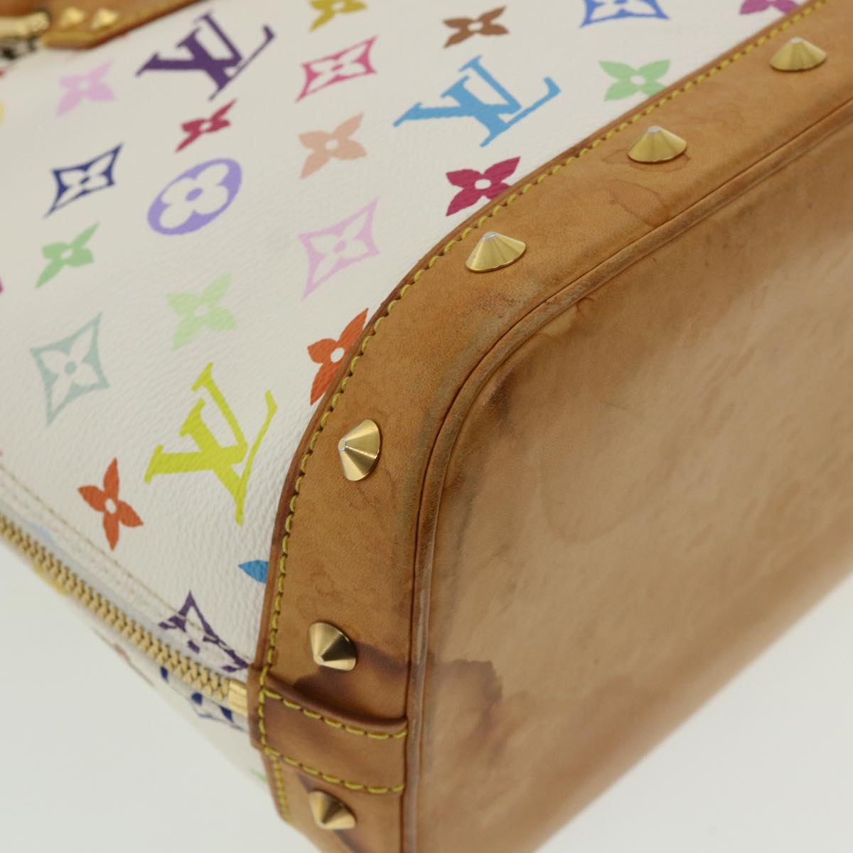 LOUIS VUITTON Monogram Multicolor Alma Hand Bag White M92647 LV Auth B008