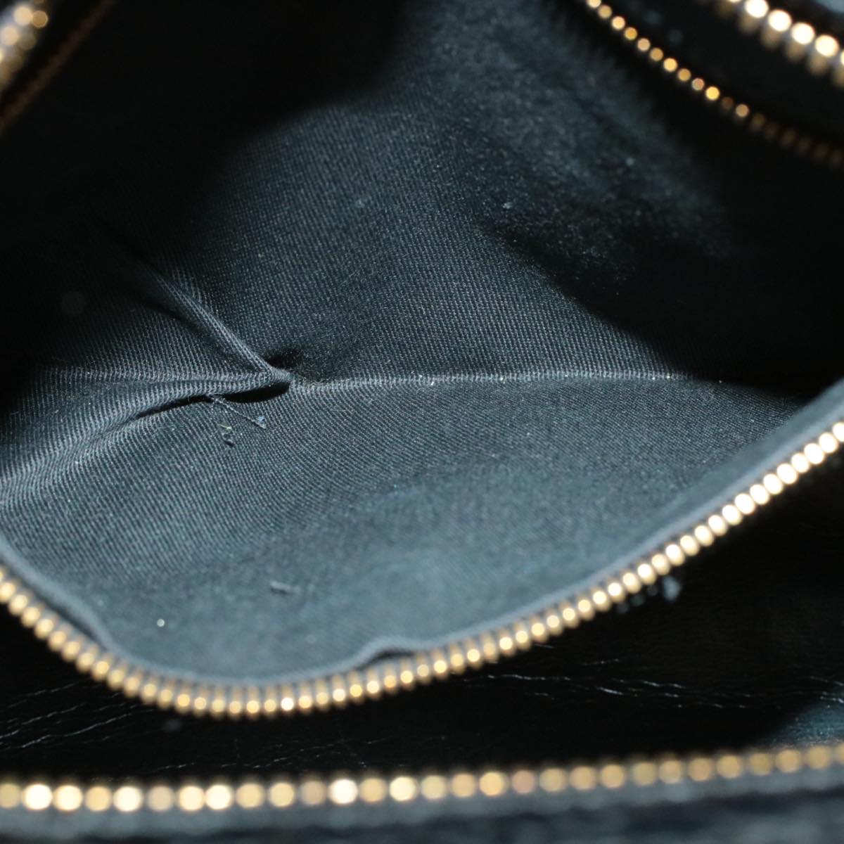 Gianni Versace Chain Shoulder Bag Leather Black Auth am053b
