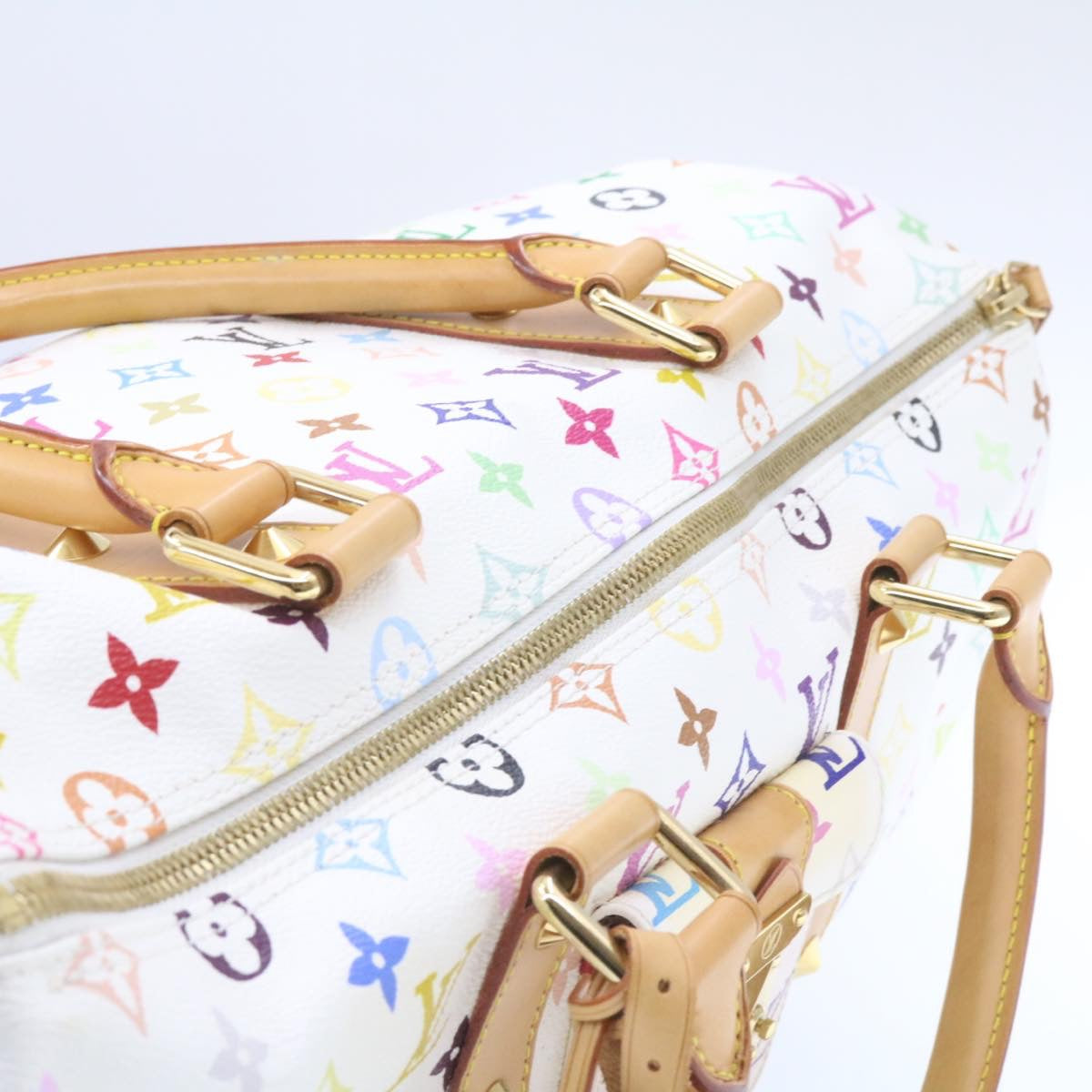 LOUIS VUITTON Monogram Multicolor Keepall 45 Boston Bag White M92641 LV am191bA