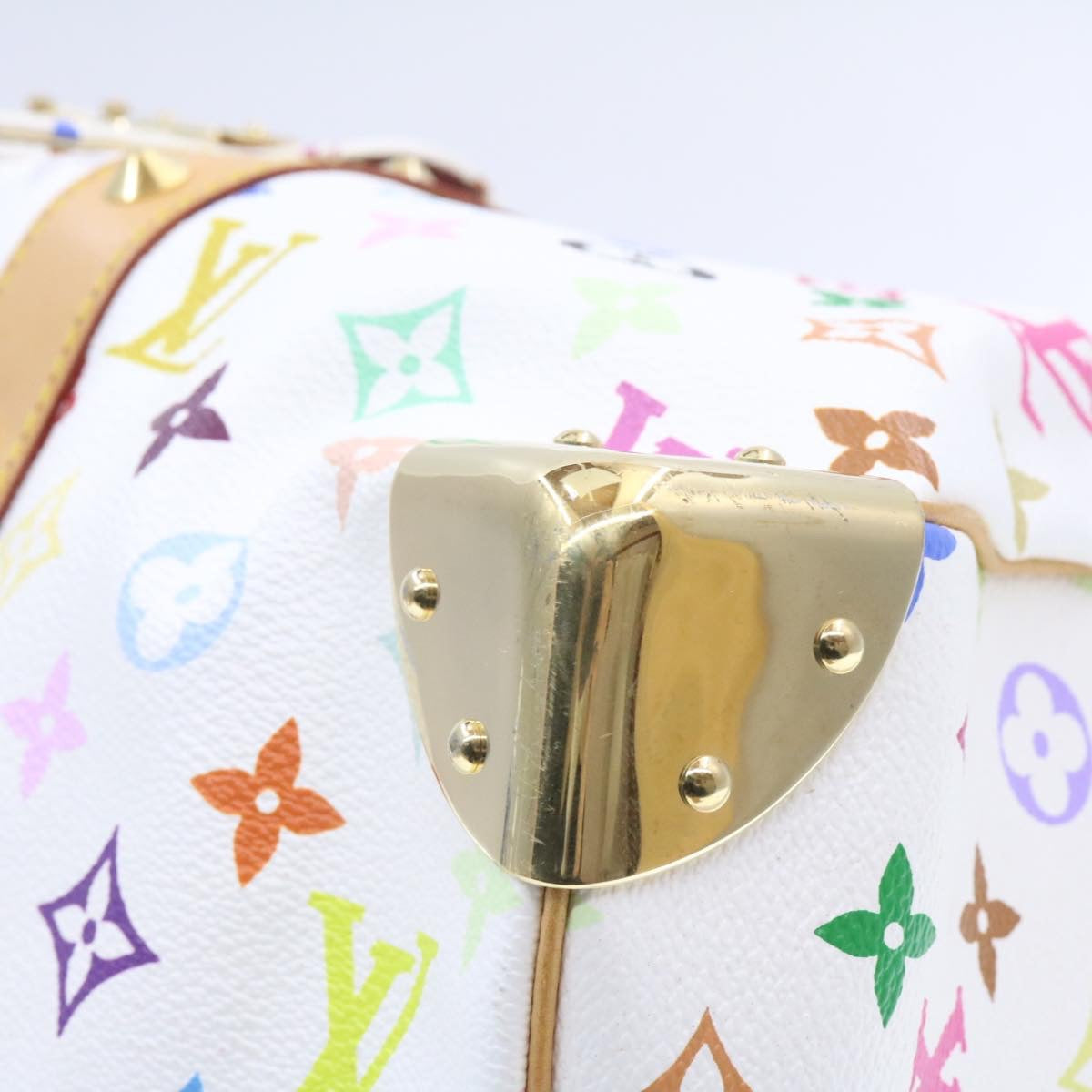 LOUIS VUITTON Monogram Multicolor Keepall 45 Boston Bag White M92641 LV am191bA