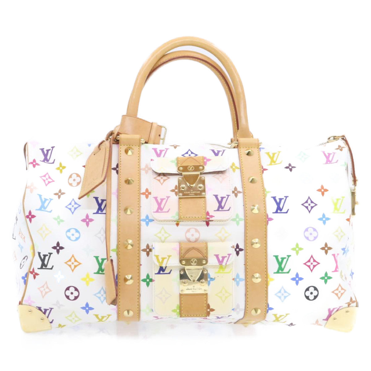 LOUIS VUITTON Monogram Multicolor Keepall 45 Boston Bag White M92641 LV am191bA - 0