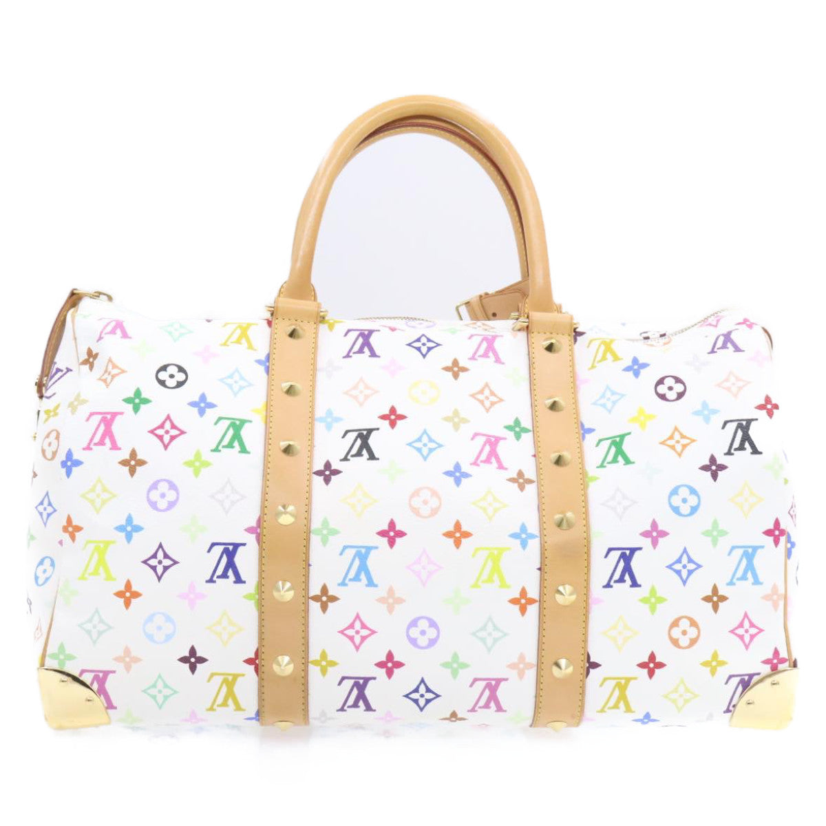 LOUIS VUITTON Monogram Multicolor Keepall 45 Boston Bag White M92641 LV am191bA