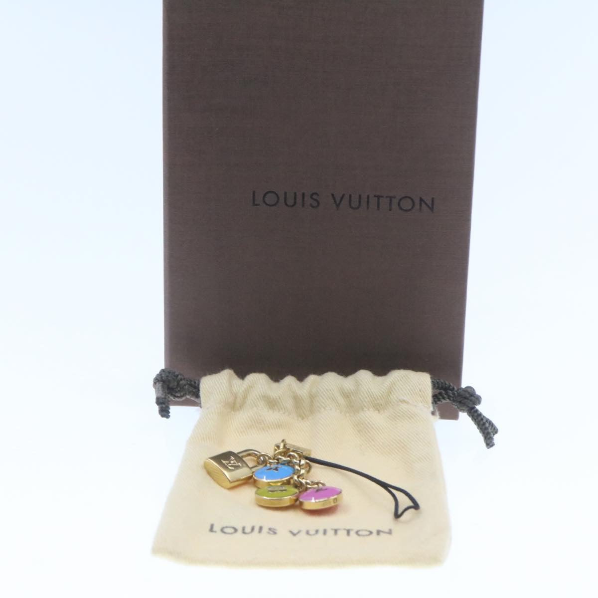 LOUIS VUITTON Pastille Bag Charm Gold Multicolor LV Auth am286b