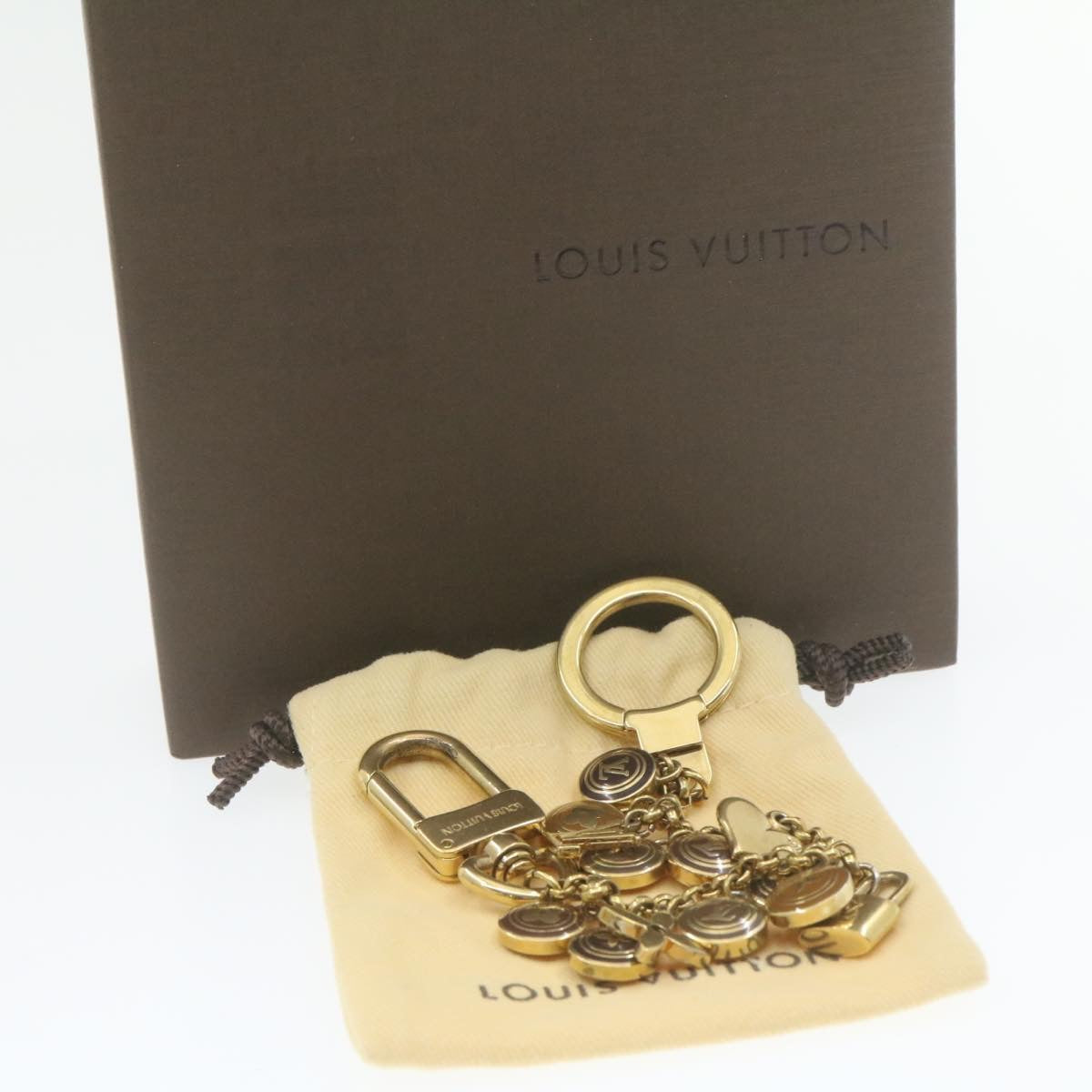 LOUIS VUITTON Porte Cles Chainne Pastille Bag Charm Gold M65386 LV Auth am322b