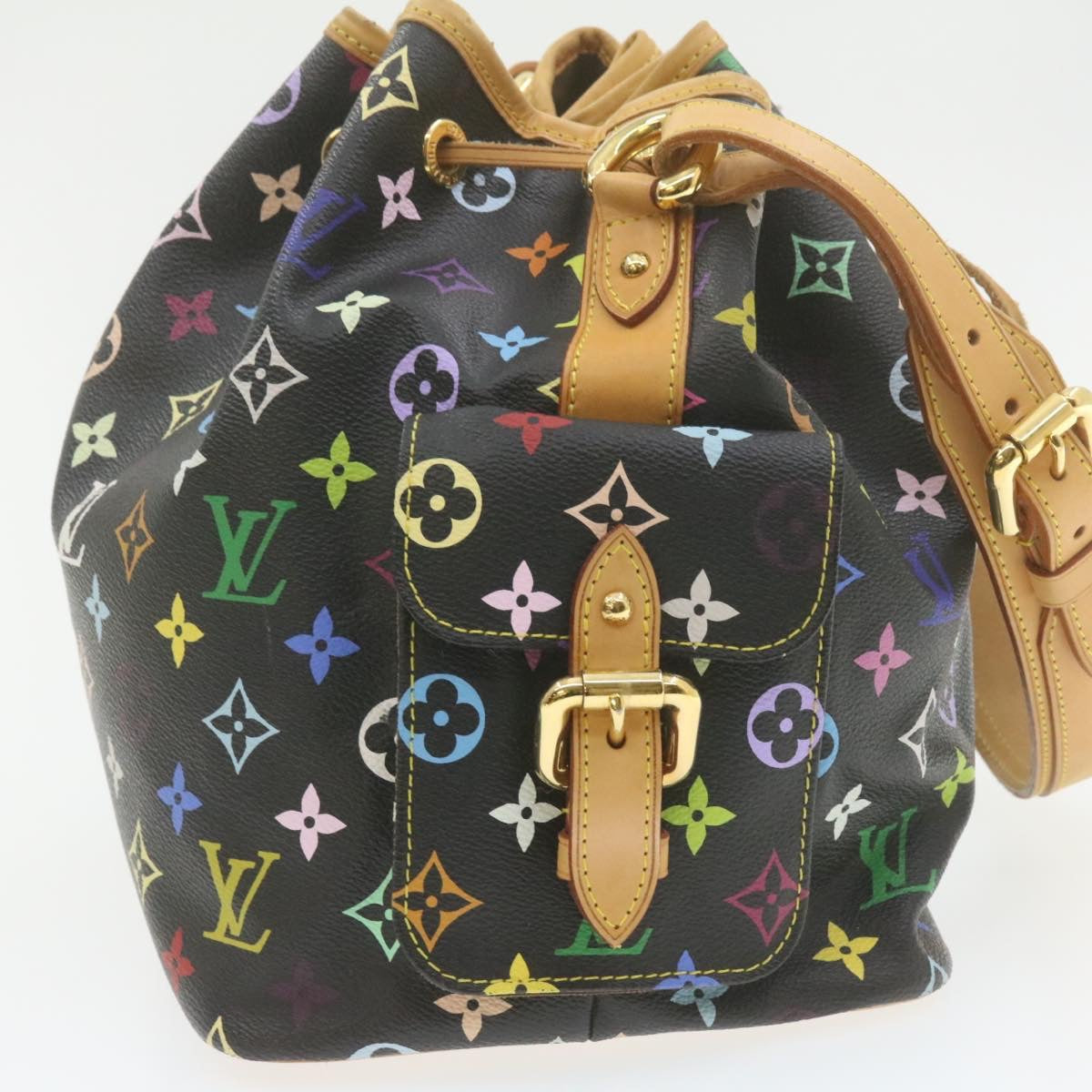LOUIS VUITTON Monogram Multicolor Noe Shoulder Bag Black M42230 LV Auth am337bA